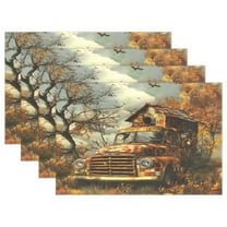 Ryvnso Placemats Set of 4 House on Truck Dining Mats Heat-Resistant Non-Slip Washable Table Mat
