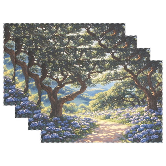 Ryvnso Placemats Set of 4 Hydrangea Flower View Dining Mats Heat-Resistant Non-Slip Washable Table Mat