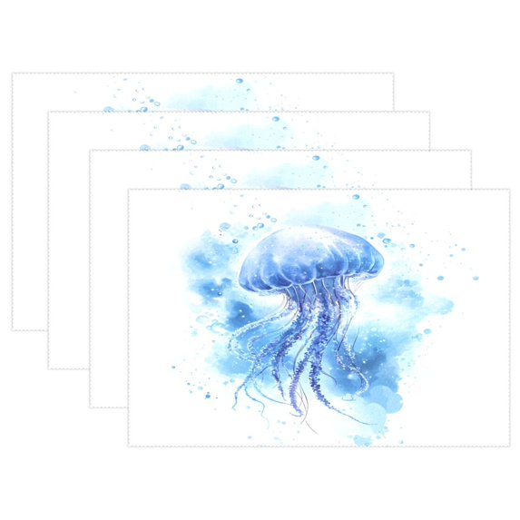 Ryvnso Placemats Set of 4 Jellyfish Watercolor Dining Mats Heat-Resistant Non-Slip Washable Table Mat