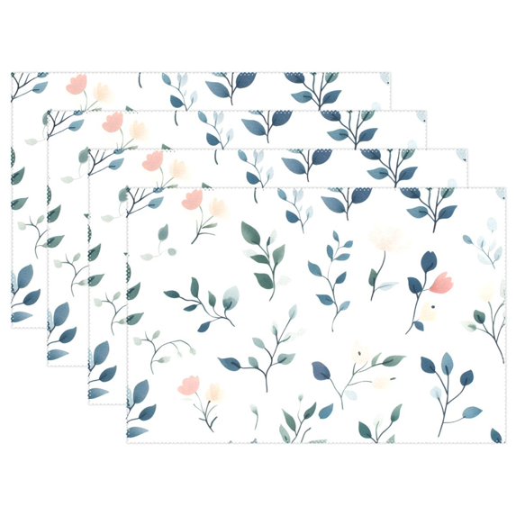 Ryvnso Placemats Set of 4 Leaf Pattern Dining Mats Heat-Resistant Non-Slip Washable Table Mat
