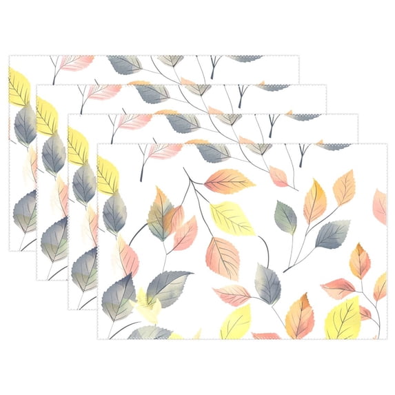 Ryvnso Placemats Set of 4 Leaves Dining Mats Heat-Resistant Non-Slip Washable Table Mat