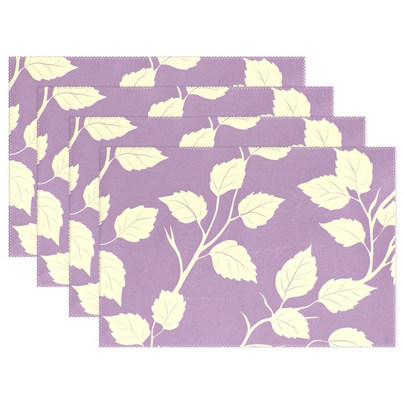 Ryvnso Placemats Set of 4 Leaves Retro Dining Mats Heat-Resistant Non-Slip Washable Table Mat