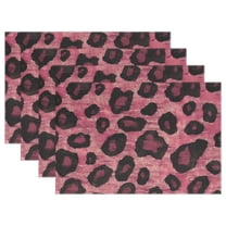 Ryvnso Placemats Set of 4 Leopard Red Dining Mats Heat-Resistant Non-Slip Washable Table Mat