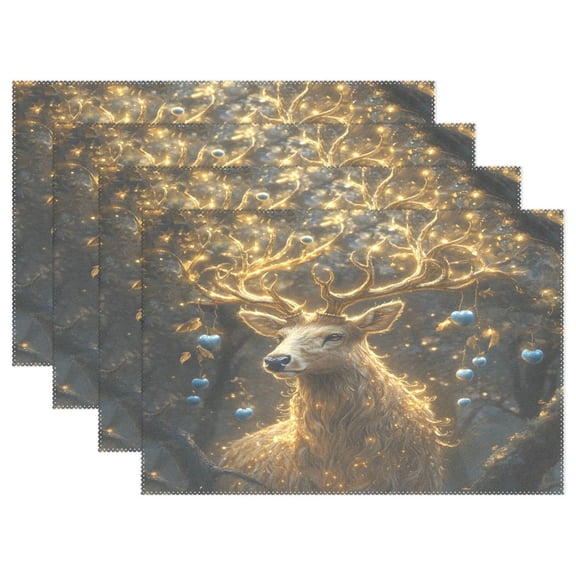 Ryvnso Placemats Set of 4 Magic Deer Dining Mats Heat-Resistant Non-Slip Washable Table Mat