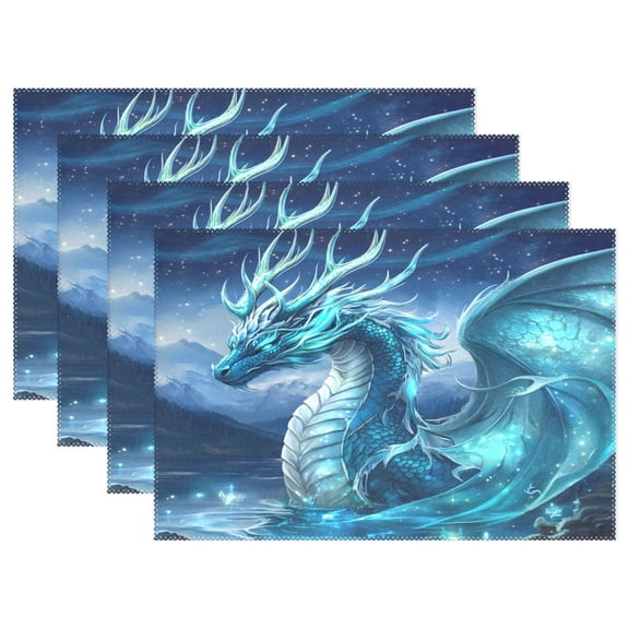 Ryvnso Placemats Set of 4 Magic Dragon Wings Dining Mats Heat-Resistant Non-Slip Washable Table Mat