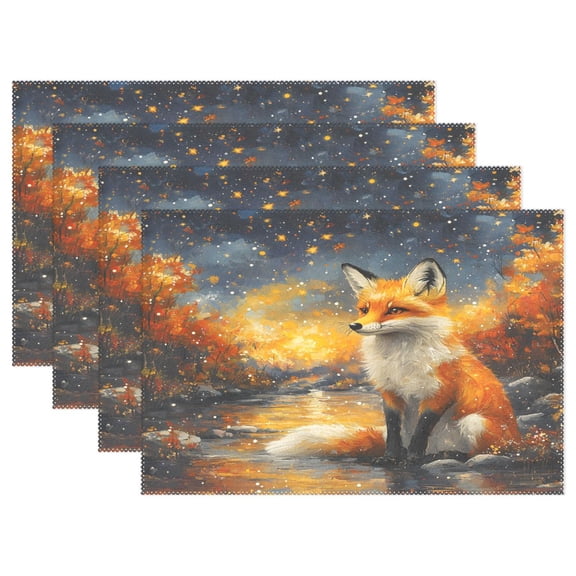 Ryvnso Placemats Set of 4 Magic Fox Dining Mats Heat-Resistant Non-Slip Washable Table Mat