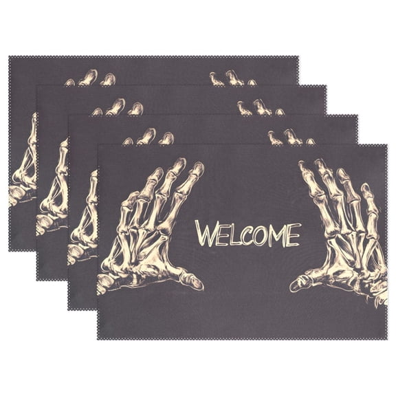 Ryvnso Placemats Set of 4 Magic Skull Hands Welcome Dining Mats Heat-Resistant Non-Slip Washable Table Mat