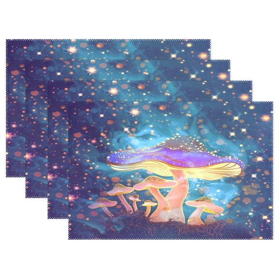 Ryvnso Placemats Set of 4 Magic Stars Mushroom Dining Mats Heat-Resistant Non-Slip Washable Table Mat