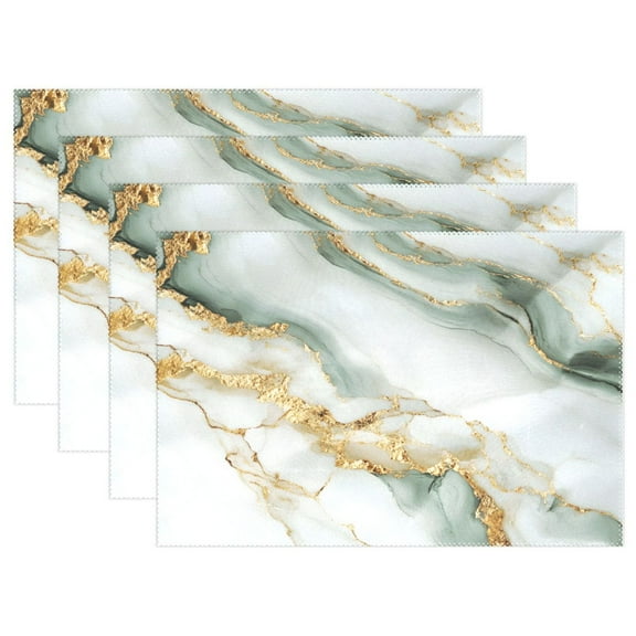 Ryvnso Placemats Set of 4 Marble Green Dining Mats Heat-Resistant Non-Slip Washable Table Mat