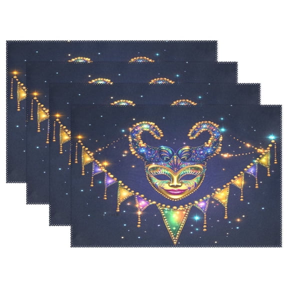 Ryvnso Placemats Set of 4 Mardi Gras Dining Mats Heat-Resistant Non-Slip Washable Table Mat