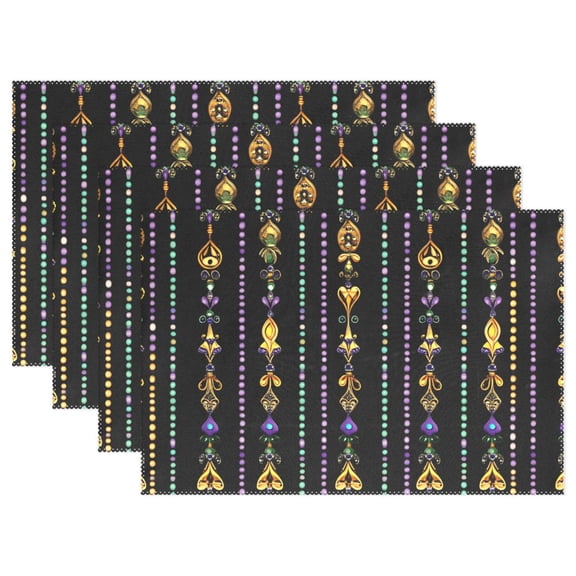 Ryvnso Placemats Set of 4 Mardi Gras Pattern Dining Mats Heat-Resistant Non-Slip Washable Table Mat