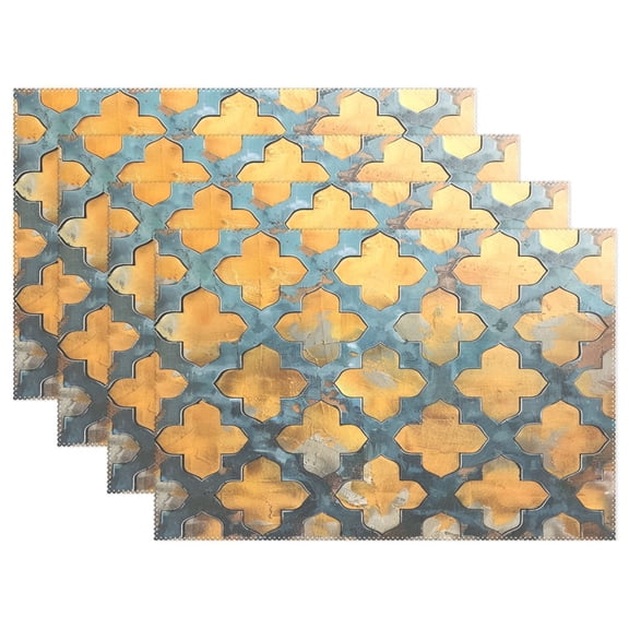 Ryvnso Placemats Set of 4 Moroccan Trellis Dining Mats Heat-Resistant Non-Slip Washable Table Mat