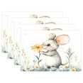 thumbnail image 1 of Ryvnso Placemats Set of 4 Mouse Flowers Dining Mats Heat-Resistant Non-Slip Washable Table Mat, 1 of 8