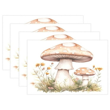 Ryvnso Placemats Set of 4 Mushrooms Dining Mats Heat-Resistant Non-Slip Washable Table Mat