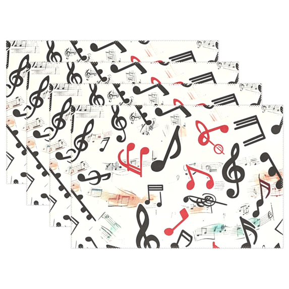Ryvnso Placemats Set of 4 Musical Note Dining Mats Heat-Resistant Non-Slip Washable Table Mat