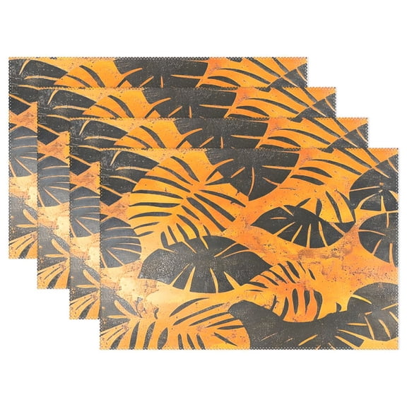 Ryvnso Placemats Set of 4 Palm Leaf-c5 Dining Mats Heat-Resistant Non-Slip Washable Table Mat