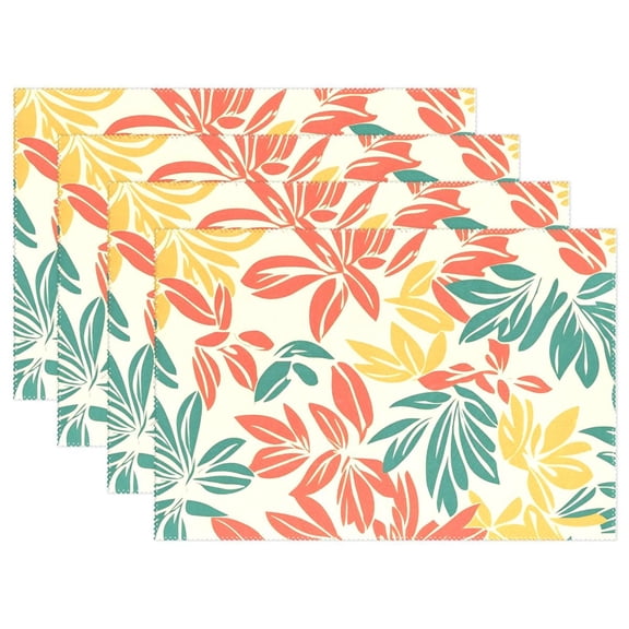 Ryvnso Placemats Set of 4 Palm Leaf-d1 Dining Mats Heat-Resistant Non-Slip Washable Table Mat