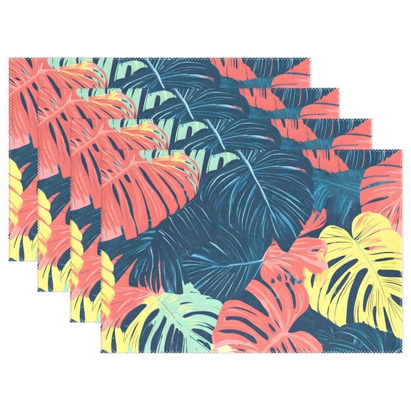 Ryvnso Placemats Set of 4 Palm Leaf-e2 Dining Mats Heat-Resistant Non-Slip Washable Table Mat