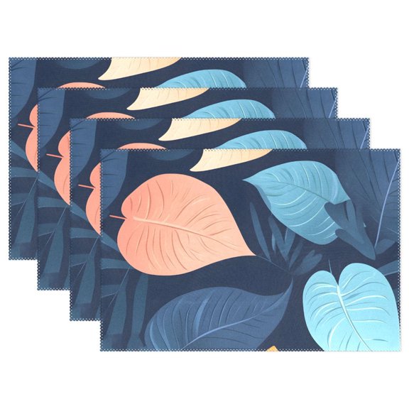 Ryvnso Placemats Set of 4 Palm Leaf-e8 Dining Mats Heat-Resistant Non-Slip Washable Table Mat