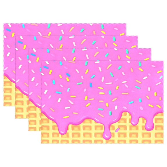 Ryvnso Placemats Set of 4 Pink Ice Cream Dining Mats Heat-Resistant Non-Slip Washable Table Mat