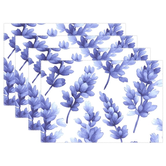 Ryvnso Placemats Set of 4 Purple Flower Lavender Dining Mats Heat-Resistant Non-Slip Washable Table Mat