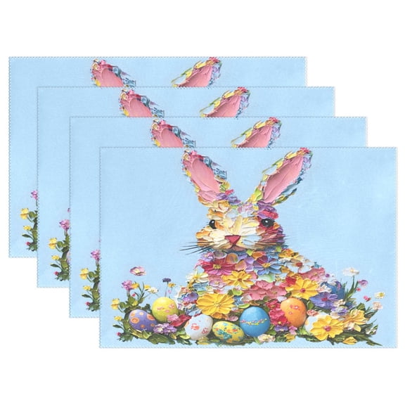 Ryvnso Placemats Set of 4 Rabbit Easter Eggs-z1 Dining Mats Heat-Resistant Non-Slip Washable Table Mat