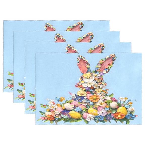 Ryvnso Placemats Set of 4 Rabbit Easter Eggs-z2 Dining Mats Heat-Resistant Non-Slip Washable Table Mat