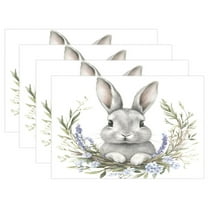 Ryvnso Placemats Set of 4 Rabbit Leaf Dining Mats Heat-Resistant Non-Slip Washable Table Mat