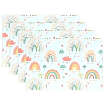 Ryvnso Placemats Set of 4 Rainbow Cartoon Cloud Dining Mats Heat-Resistant Non-Slip Washable Table Mat