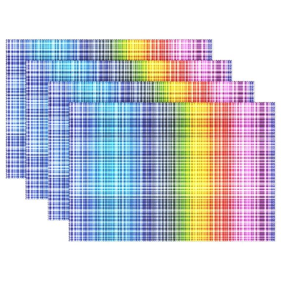 Ryvnso Placemats Set of 4 Rainbow Checkered Dining Mats Heat-Resistant Non-Slip Washable Table Mat