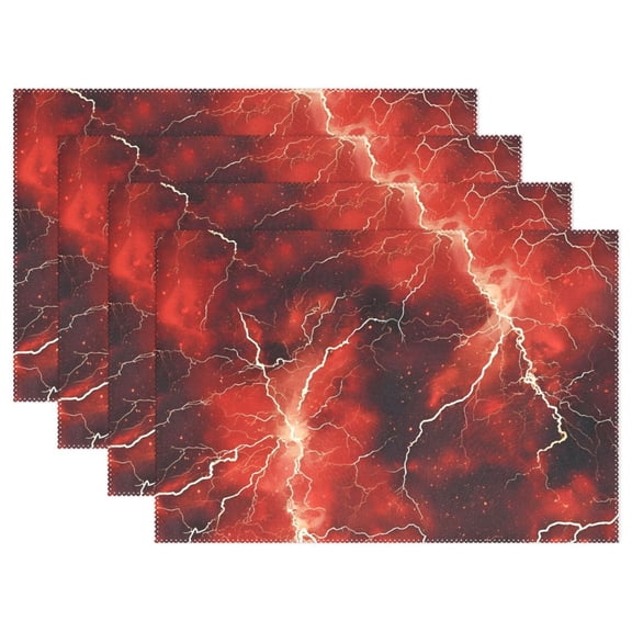 Ryvnso Placemats Set of 4 Red Lightning Dining Mats Heat-Resistant Non-Slip Washable Table Mat