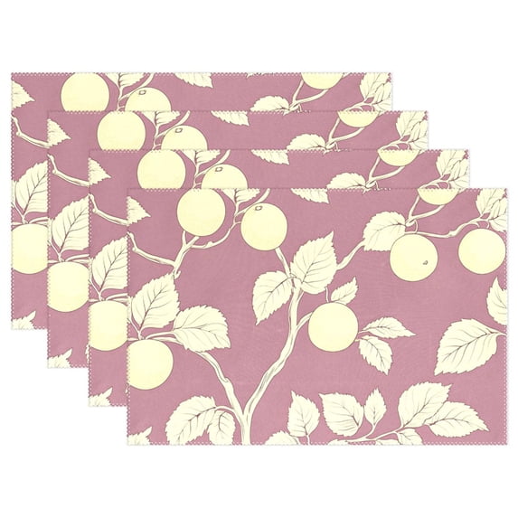 Ryvnso Placemats Set of 4 Retro Branch Leaf Dining Mats Heat-Resistant Non-Slip Washable Table Mat