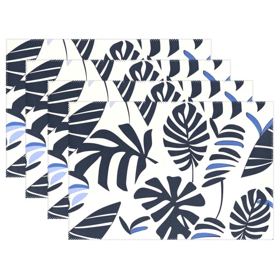 Ryvnso Placemats Set of 4 Retro Palm Leaves Dining Mats Heat-Resistant Non-Slip Washable Table Mat