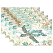 Ryvnso Placemats Set of 4 Retro Sea Turtle Dining Mats Heat-Resistant Non-Slip Washable Table Mat