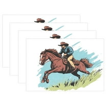Ryvnso Placemats Set of 4 Riding Horse Dining Mats Heat-Resistant Non-Slip Washable Table Mat