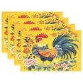 thumbnail image 1 of Ryvnso Placemats Set of 4 Rooster Flower Dining Mats Heat-Resistant Non-Slip Washable Table Mat, 1 of 8