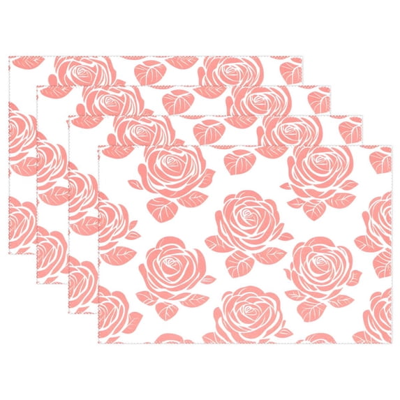 Ryvnso Placemats Set of 4 Rose Flower Dining Mats Heat-Resistant Non-Slip Washable Table Mat