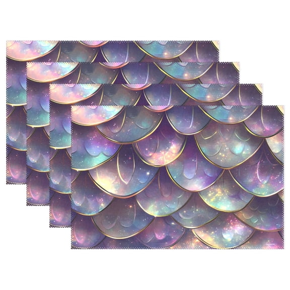 Ryvnso Placemats Set of 4 Scales Purple Dining Mats Heat-Resistant Non-Slip Washable Table Mat