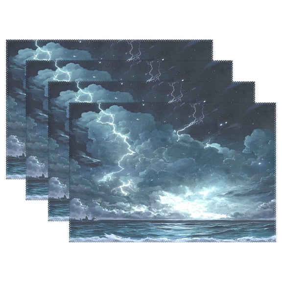 Ryvnso Placemats Set of 4 Sea Lightning View Dining Mats Heat-Resistant Non-Slip Washable Table Mat