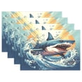 thumbnail image 1 of Ryvnso Placemats Set of 4 Shark in Ocean Dining Mats Heat-Resistant Non-Slip Washable Table Mat, 1 of 8