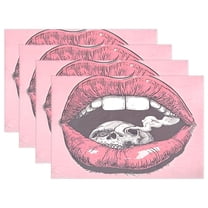Ryvnso Placemats Set of 4 Skull in Mouth Dining Mats Heat-Resistant Non-Slip Washable Table Mat