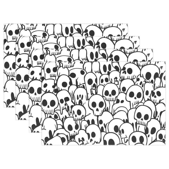 Ryvnso Placemats Set of 4 Skulls Dining Mats Heat-Resistant Non-Slip Washable Table Mat