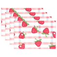 thumbnail image 1 of Ryvnso Placemats Set of 4 Strawberry on Checkered Dining Mats Heat-Resistant Non-Slip Washable Table Mat, 1 of 8