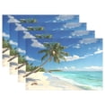thumbnail image 1 of Ryvnso Placemats Set of 4 Summer Palm Tree Beach Dining Mats Heat-Resistant Non-Slip Washable Table Mat, 1 of 8