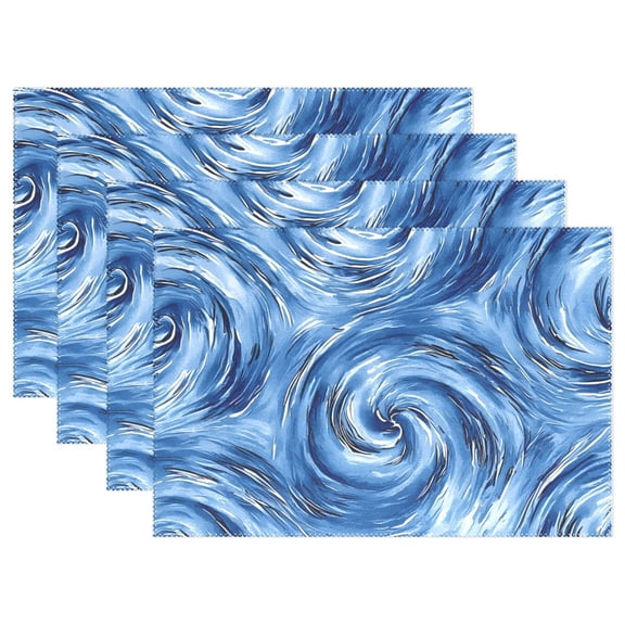 Ryvnso Placemats Set of 4 Swirls Tie-dye Blue Dining Mats Heat-Resistant Non-Slip Washable Table Mat