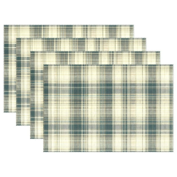 Ryvnso Placemats Set of 4 Tartan Checkered Dining Mats Heat-Resistant Non-Slip Washable Table Mat