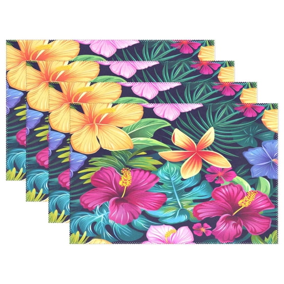 Ryvnso Placemats Set of 4 Tropical Flowers Dining Mats Heat-Resistant Non-Slip Washable Table Mat