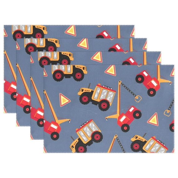 Ryvnso Placemats Set of 4 Truck Cartoon Dining Mats Heat-Resistant Non-Slip Washable Table Mat