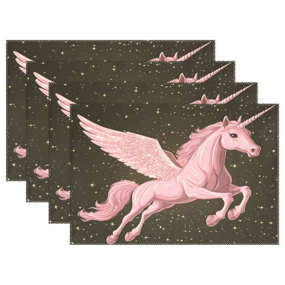 Ryvnso Placemats Set of 4 Unicorn Starry Dining Mats Heat-Resistant Non-Slip Washable Table Mat