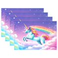 thumbnail image 1 of Ryvnso Placemats Set of 4 Unicorn in Rainbow Sky Dining Mats Heat-Resistant Non-Slip Washable Table Mat, 1 of 8